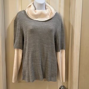 Cowl neck layered look sweater
